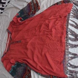 Red solid blouse